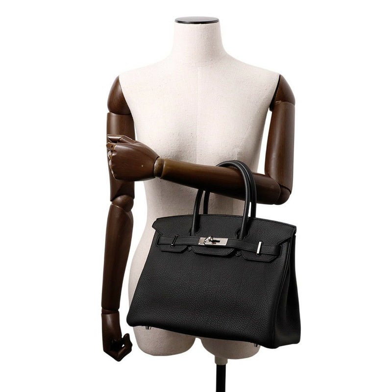 エルメス バーキン30 ブラック/シルバー金具 トゴ T刻印 HERMES Birkin ハンドバッグ 黒