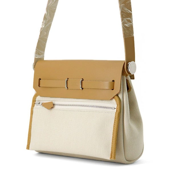 エルメス ショルダーバッグ エールバッグジップ ミニ ナチュラルサブレ/エクリュ/シルバー金具 トワルミリタリー/ヴァッシュハンター K刻印