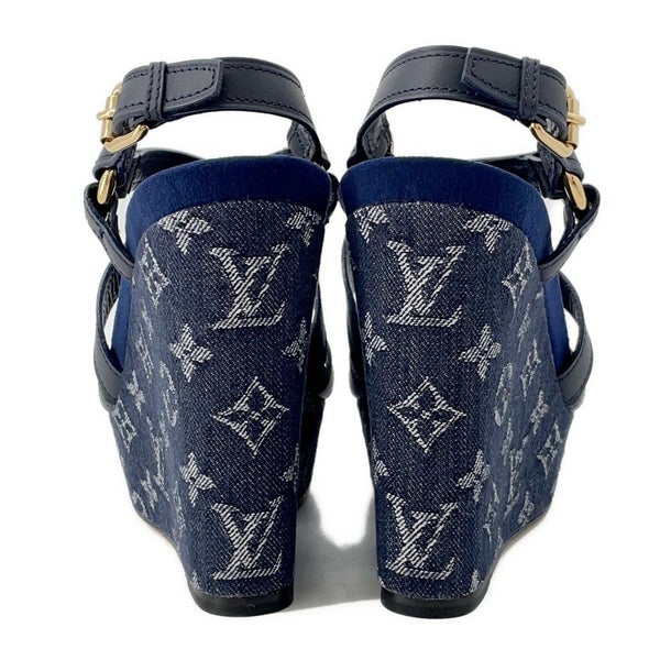 ルイヴィトン サンダル モノグラム・デニム ウェッジソール サンダル レディースサイズ36 1/2 靴
