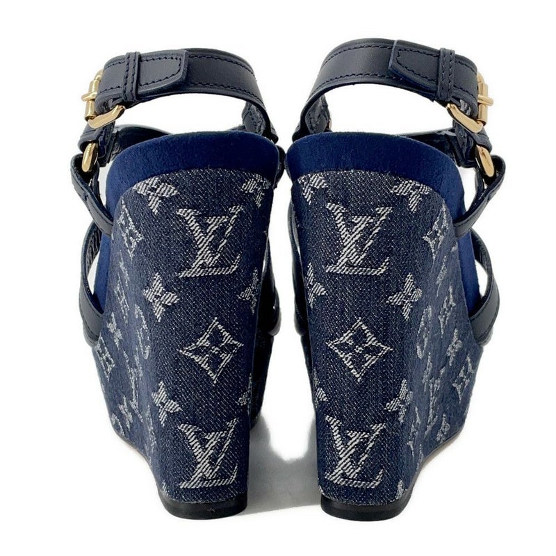 ルイヴィトン サンダル モノグラム・デニム ウェッジソール サンダル レディースサイズ36 1/2 靴