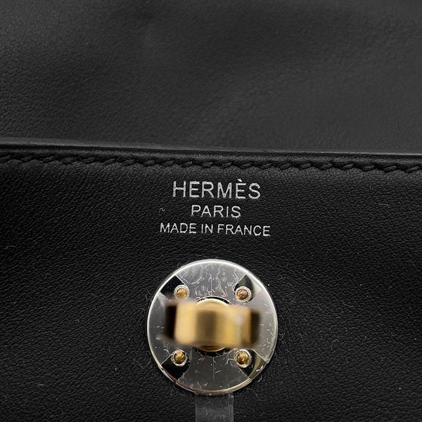 エルメス ハンドバッグ リンディ ミニ ブラック/エレクトラム金具 スイフト K刻印 2wayショルダー 黒