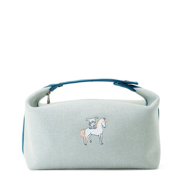 エルメス ポーチ ブリッド・ア・ブラックGM カブリオル ブルーナティエ/シルバー金具 キャンバス