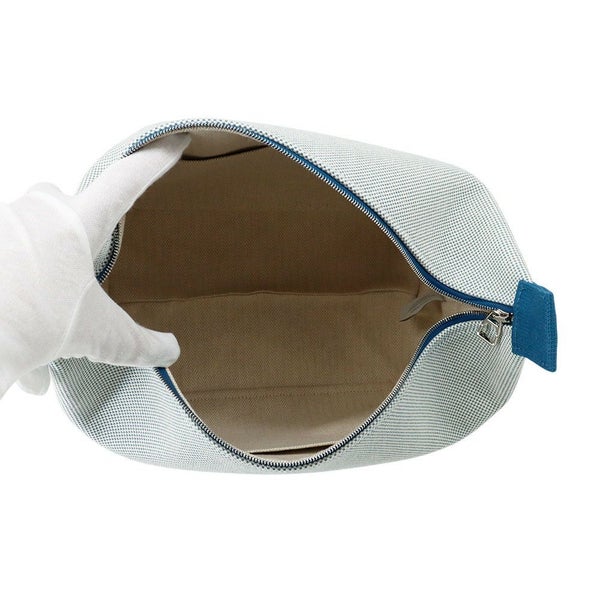 エルメス ポーチ ブリッド・ア・ブラックGM カブリオル ブルーナティエ/シルバー金具 キャンバス