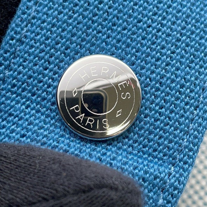 エルメス ポーチ ブリッド・ア・ブラックGM カブリオル ブルーナティエ/シルバー金具 キャンバス