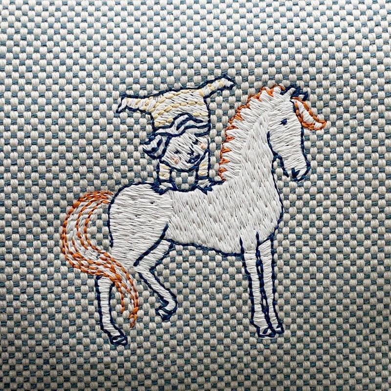 エルメス ポーチ ブリッド・ア・ブラックGM カブリオル ブルーナティエ/シルバー金具 キャンバス