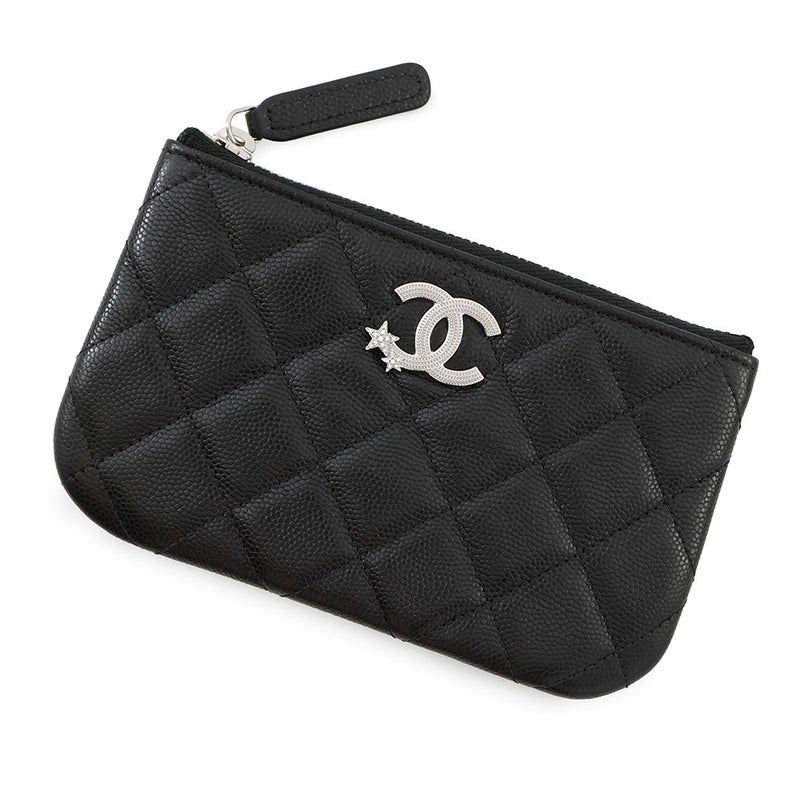 シャネル ミニポーチ マトラッセ スター ココマーク ソフトキャビアスキン AP4811 CHANEL コインケース 小銭入れ 黒