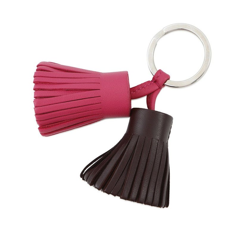 エルメス キーホルダー カルメン ウノドス ローズショッキング/ルージュセリエ/シルバー金具 ラムスキン