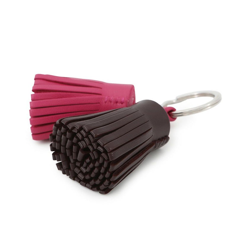 エルメス キーホルダー カルメン ウノドス ローズショッキング/ルージュセリエ/シルバー金具 ラムスキン