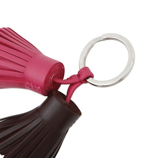 エルメス キーホルダー カルメン ウノドス ローズショッキング/ルージュセリエ/シルバー金具 ラムスキン