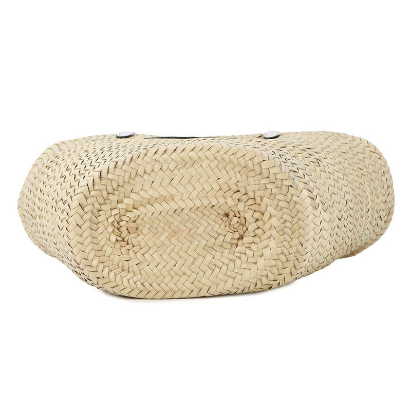 プラダ トートバッグ ウーブンパーム トライアングルロゴ かごバッグ ストロー レザー 1BG314 PRADA 白