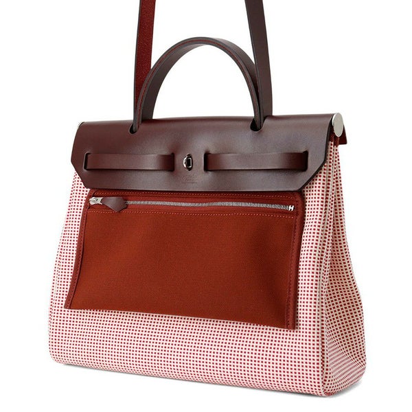 エルメス エールバッグジップPM ルトゥルネ フランボワーズ/ルージュアッシュ/ホワイト/シルバー金具 ヴァッシュハンター/トワルキャドリーユ U刻印