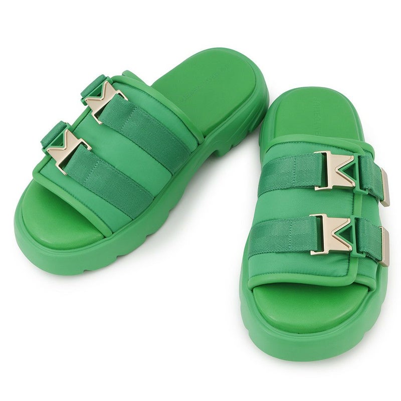 ボッテガヴェネタ サンダル Flash ダブルベルト ラバー メンズサイズ45 690034 BOTTEGA VENETA 靴 グリーン