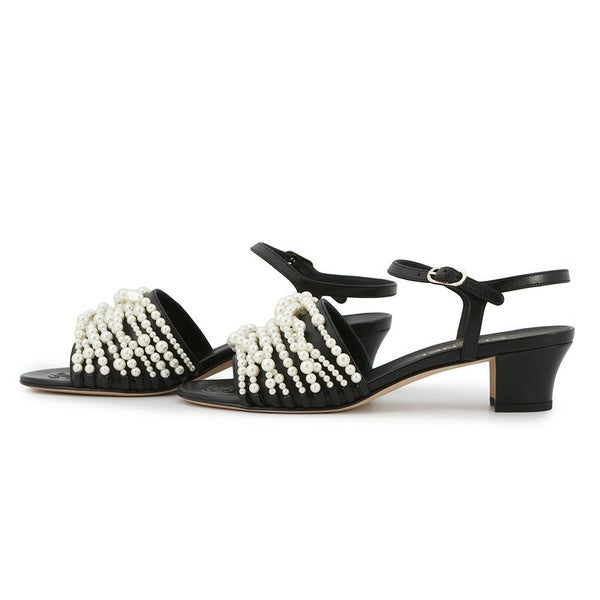 シャネル サンダル ココマーク ヒールサンダル フェイクパール レザー レディースサイズ38C G32699 靴 黒