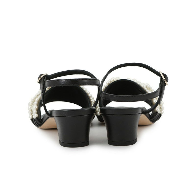 シャネル サンダル ココマーク ヒールサンダル フェイクパール レザー レディースサイズ38C G32699 靴 黒