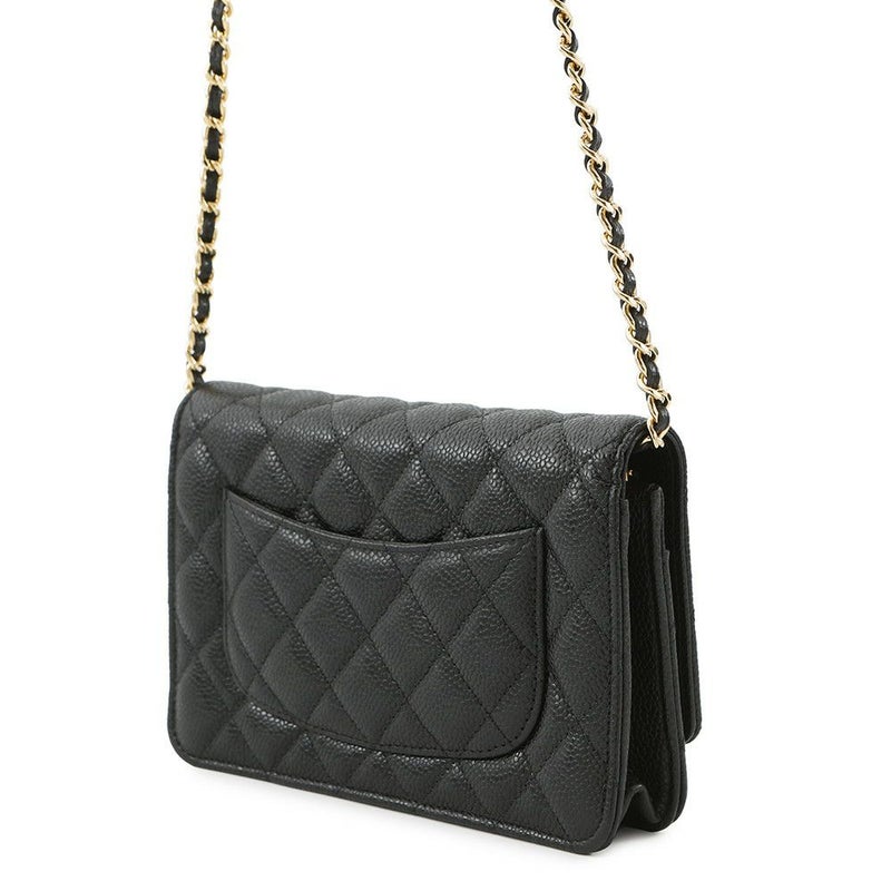 シャネル チェーンウォレット クラシック マトラッセ ココマーク キャビアスキン AP0250 CHANEL 財布 ブラック 黒