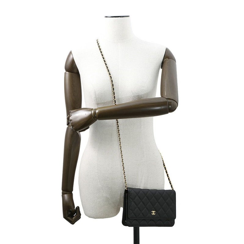シャネル チェーンウォレット クラシック マトラッセ ココマーク キャビアスキン AP0250 CHANEL 財布 ブラック 黒