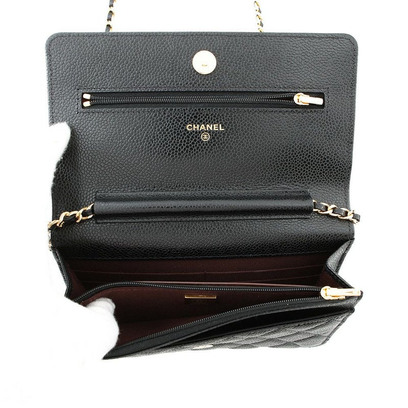 シャネル チェーンウォレット クラシック マトラッセ ココマーク キャビアスキン AP0250 CHANEL 財布 ブラック 黒