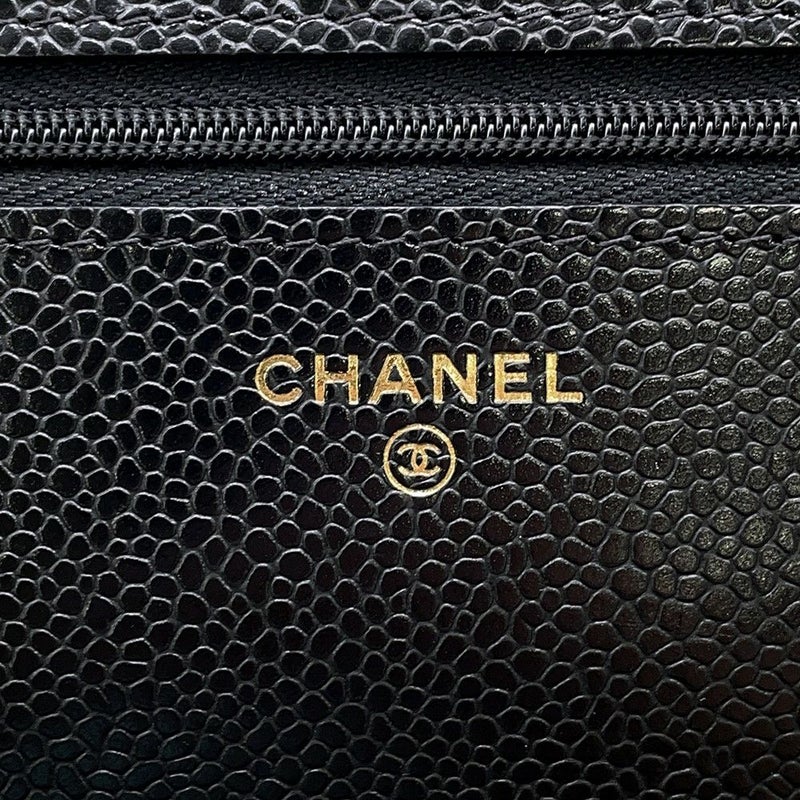 シャネル チェーンウォレット クラシック マトラッセ ココマーク キャビアスキン AP0250 CHANEL 財布 ブラック 黒