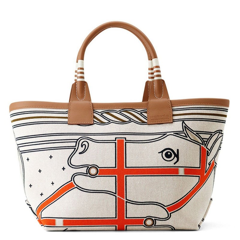 エルメス トートバッグ スティープル25 グリ/エクリュ/シルバー金具 トワルアッシュ/スイフト B刻印