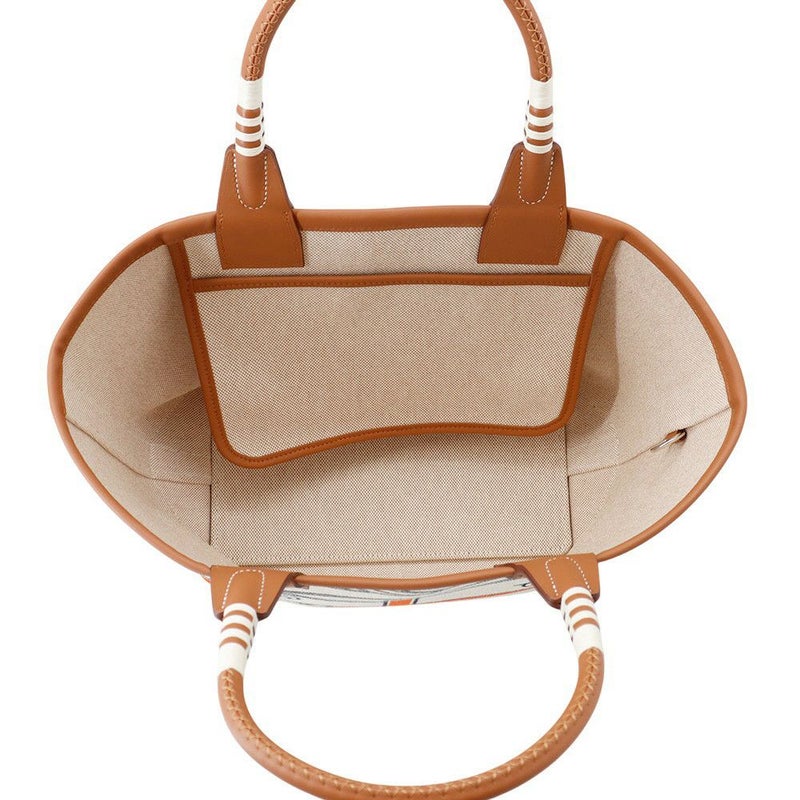 エルメス トートバッグ スティープル25 グリ/エクリュ/シルバー金具 トワルアッシュ/スイフト B刻印