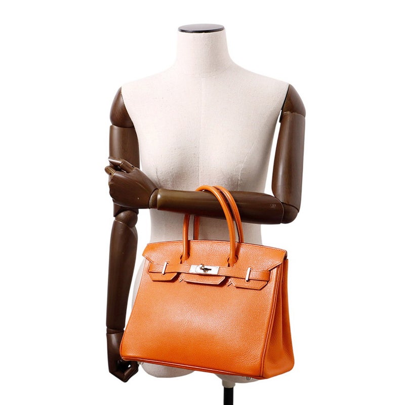 エルメス バーキン30 オレンジ/シルバー金具 シェブルミゾル □H刻印 HERMES Birkin ハンドバッグ