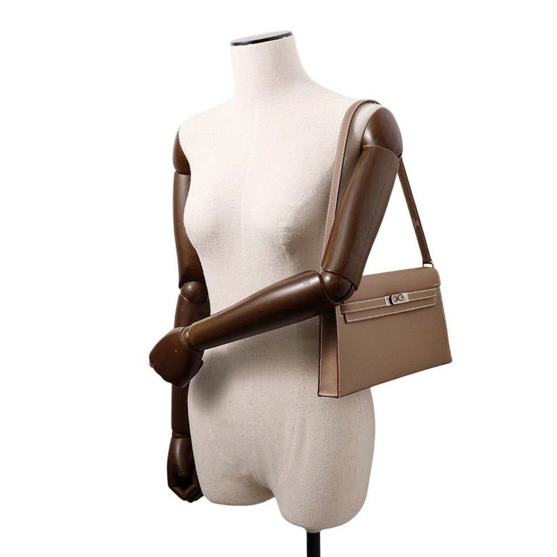 エルメス クラッチバッグ ケリーエラン エトゥープ/シルバー金具 エプソン K刻印 2wayショルダー 黒