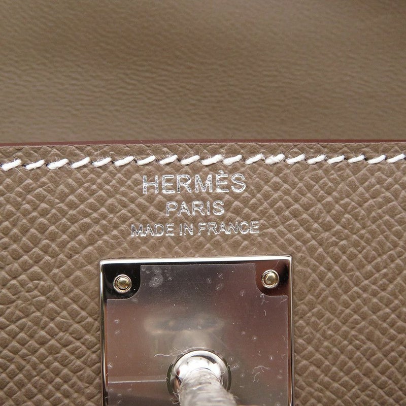 エルメス クラッチバッグ ケリーエラン エトゥープ/シルバー金具 エプソン K刻印 2wayショルダー 黒