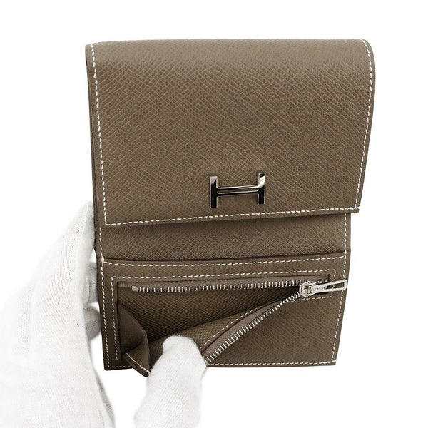 エルメス 三つ折り財布 ベアンコンビネ エトゥープ/シルバー金具 エプソン W刻印 HERMES 財布