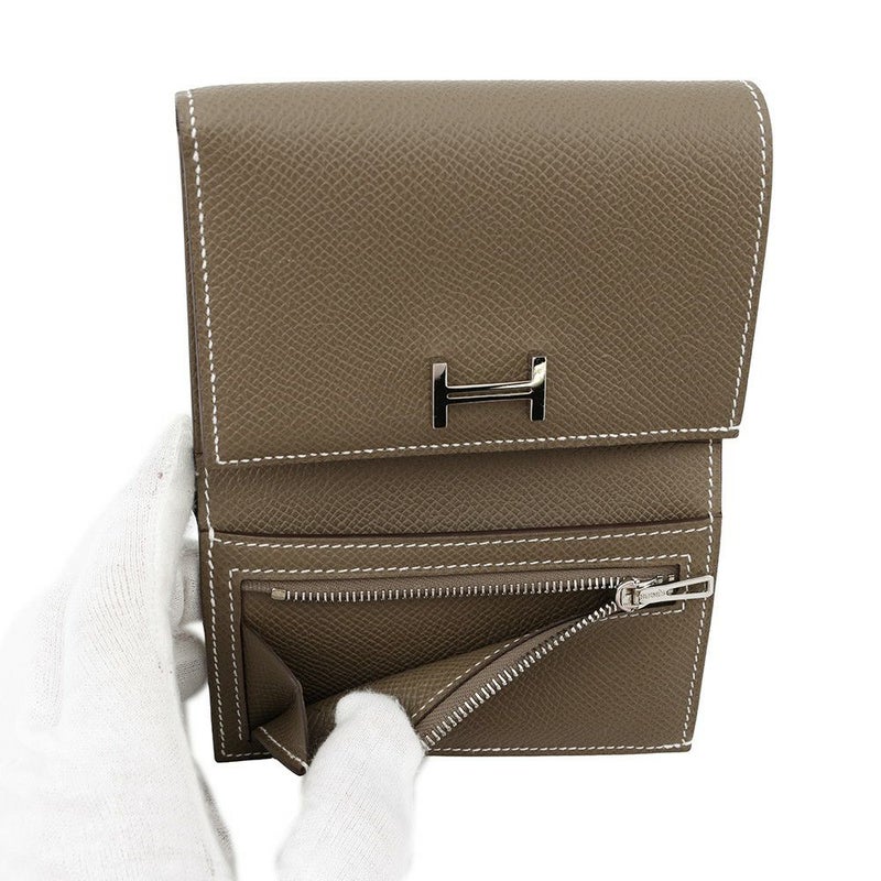 エルメス 三つ折り財布 ベアンコンビネ エトゥープ/シルバー金具 エプソン W刻印 HERMES 財布