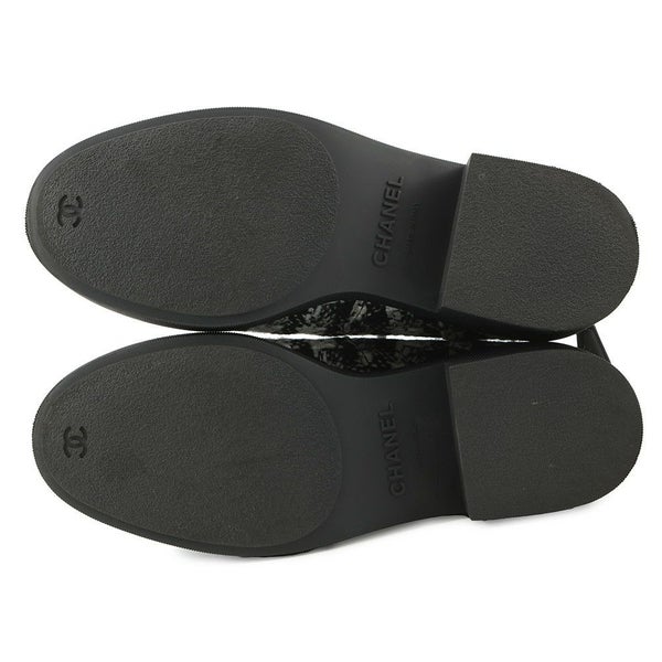 シャネル ショートブーツ ココマーク ツイード フェイクパール レディースサイズ38 G33823 CHANEL 靴 黒 白