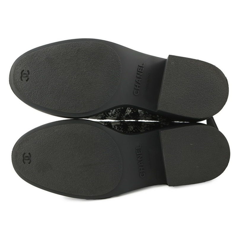 シャネル ショートブーツ ココマーク ツイード フェイクパール レディースサイズ38 G33823 CHANEL 靴 黒 白