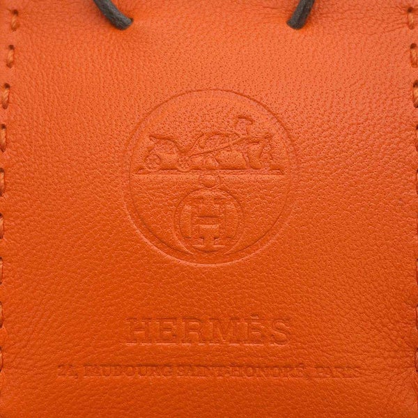 エルメス バッグチャーム ショッパー サックオランジュ フー/ゴールド ラムスキン Z刻印