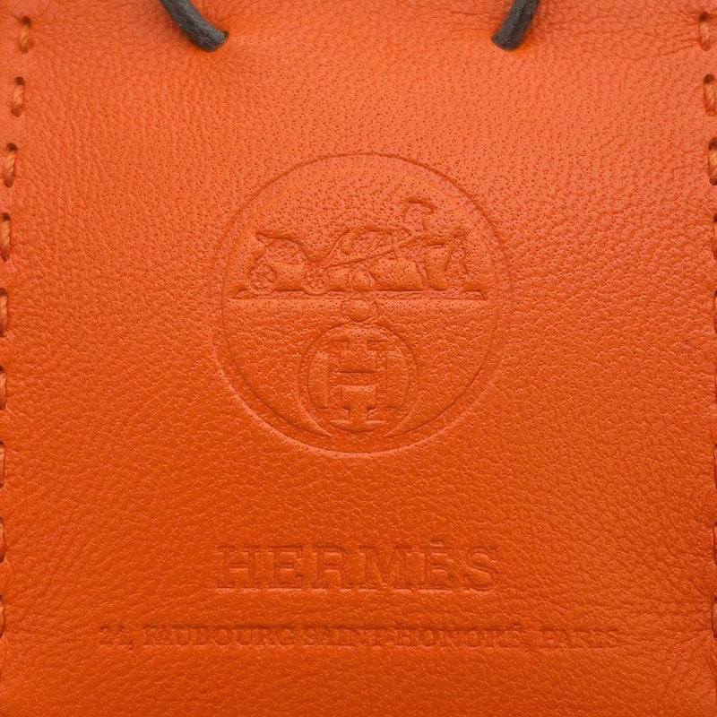 エルメス バッグチャーム ショッパー サックオランジュ フー/ゴールド ラムスキン Z刻印