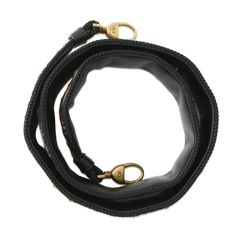 クリスチャン・ディオール ショルダーストラップ 刺繍 フラワー Christian Dior 黒