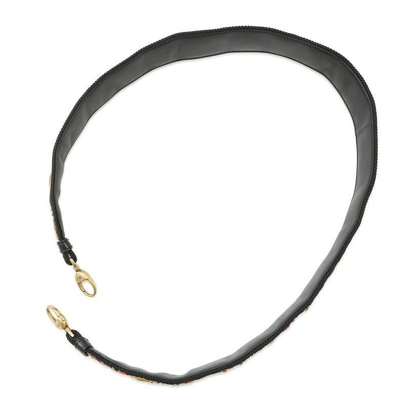 クリスチャン・ディオール ショルダーストラップ 刺繍 フラワー Christian Dior 黒