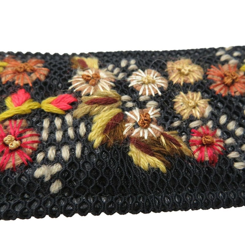 クリスチャン・ディオール ショルダーストラップ 刺繍 フラワー Christian Dior 黒