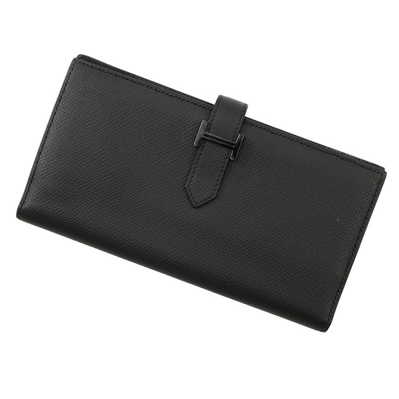 エルメス 長財布 ベアンスフレ マチ有り ブラック/ブラック金具 エプソン U刻印 HERMES 財布 モノクローム 黒