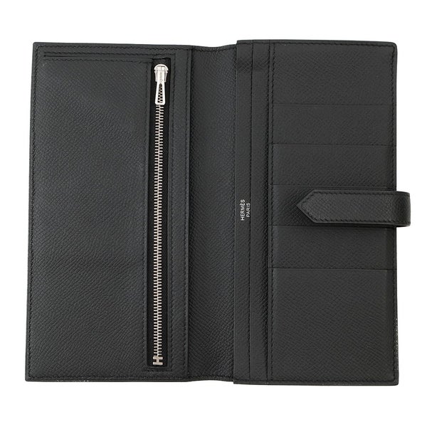 エルメス 長財布 ベアンスフレ マチ有り ブラック/ブラック金具 エプソン U刻印 HERMES 財布 モノクローム 黒