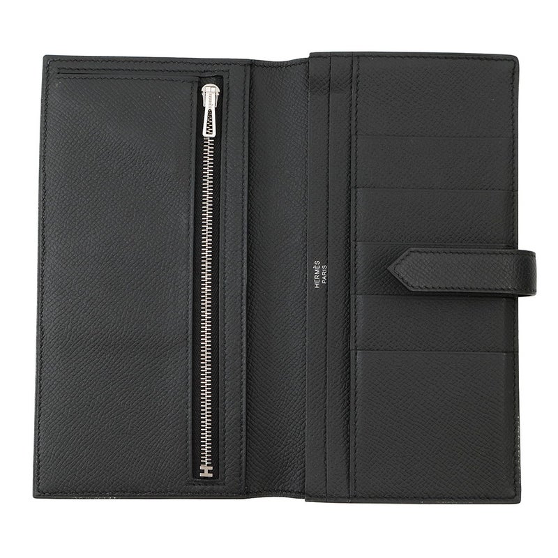 エルメス 長財布 ベアンスフレ マチ有り ブラック/ブラック金具 エプソン U刻印 HERMES 財布 モノクローム 黒