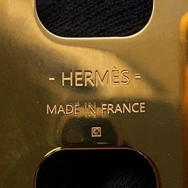 エルメス バングル オランプ ブラック/ゴールド金具 ボックスカーフ サイズT3 HERMES アクセサリー 黒