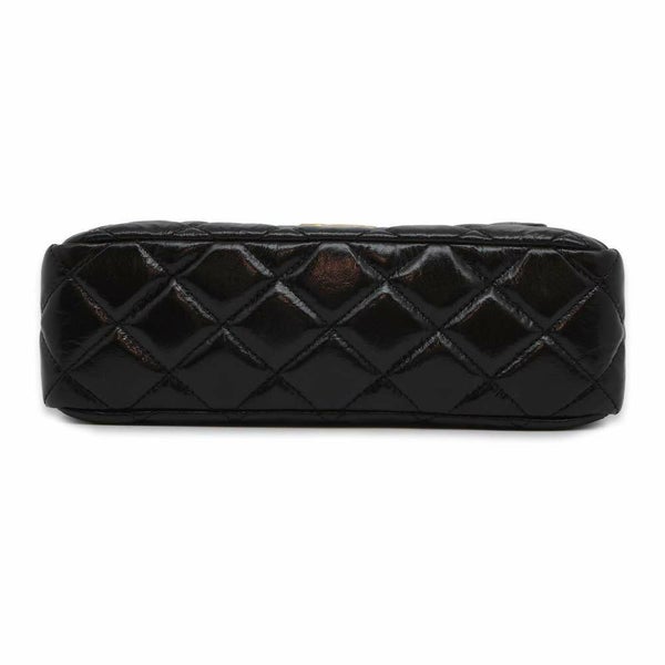 シャネル チェーンショルダーバッグ ホーボー マトラッセ ココマーク シャイニー カーフレザー AS3690 黒