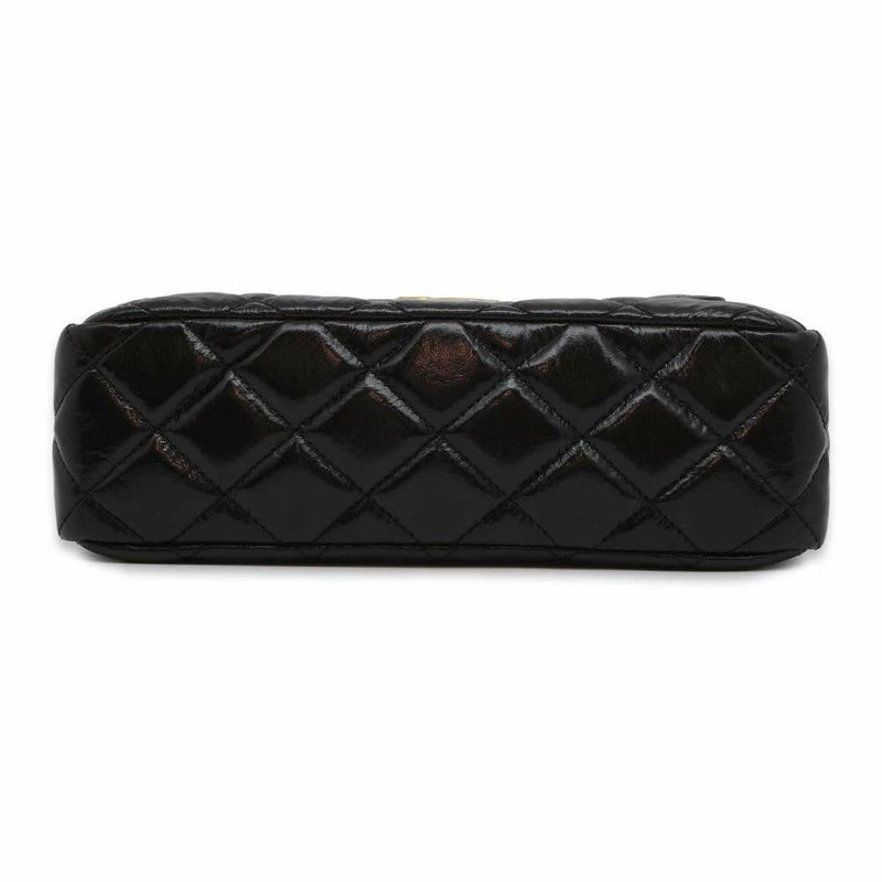 シャネル チェーンショルダーバッグ ホーボー マトラッセ ココマーク シャイニー カーフレザー AS3690 黒