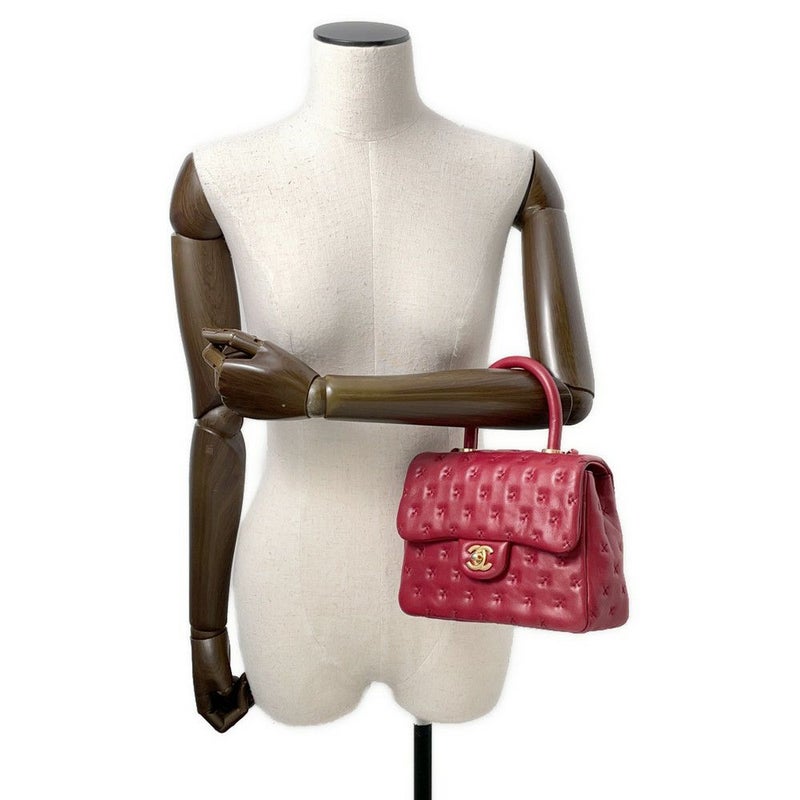 シャネル ハンドバッグ クロスステッチ ココマーク トップハンドル ラムスキン A98724 CHANEL  ショルダーバッグ