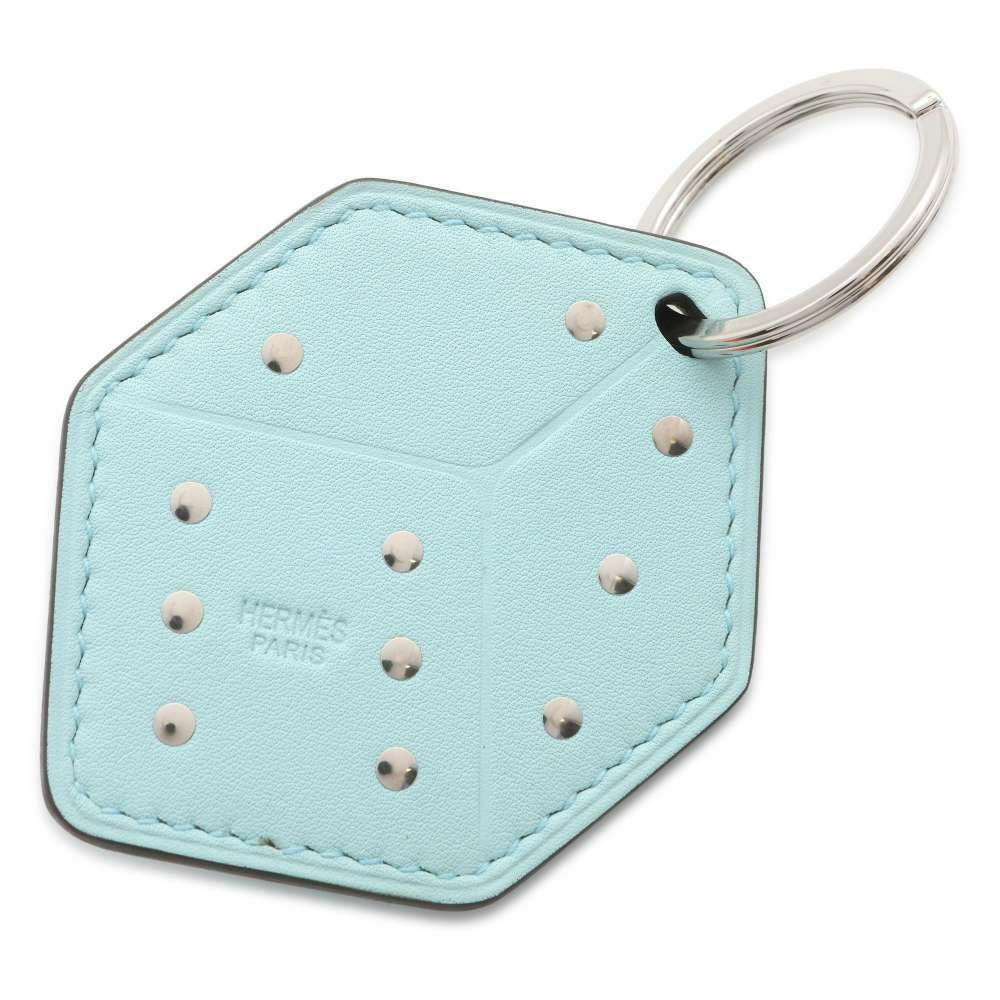 エルメス キーホルダー ダイス ブルーゼフィール/シルバー金具