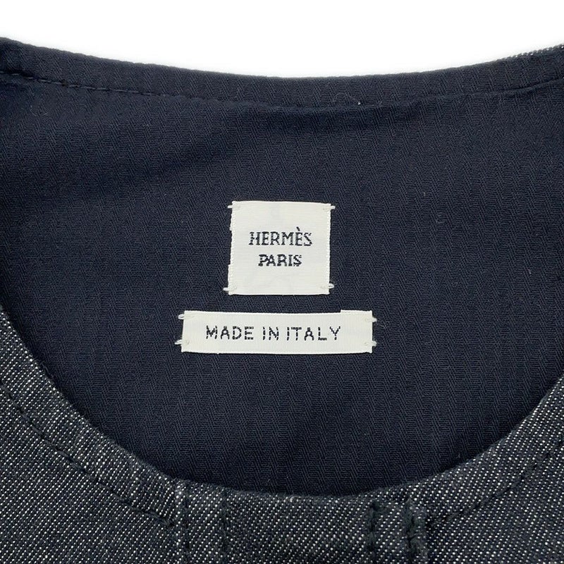エルメス ワンピース セリエボタン ノースリーブ デニム レディースサイズ36 HERMES 黒