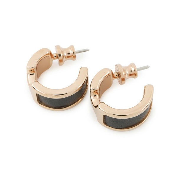 エルメス ピアス オランプPM ブラック/ピンクゴールド金具 ボックスカーフ HERMES アクセサリー 黒