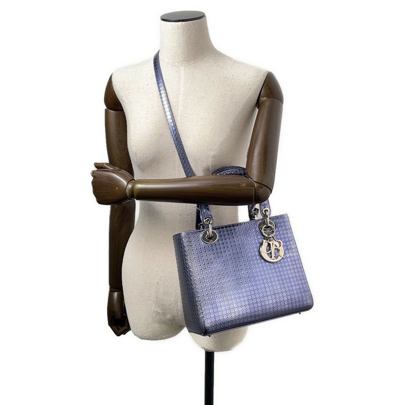 クリスチャン・ディオール ハンドバッグ レディディオール マイクロカナージュ ミディアム メタリック Christian Dior 2wayショルダー