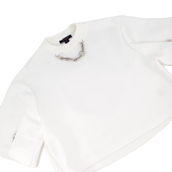 ルイヴィトン Tシャツ スナップスリーブクロップトップ  コットン レディースサイズXS 1AFTR3 LOUIS VUITTON トップス 白
