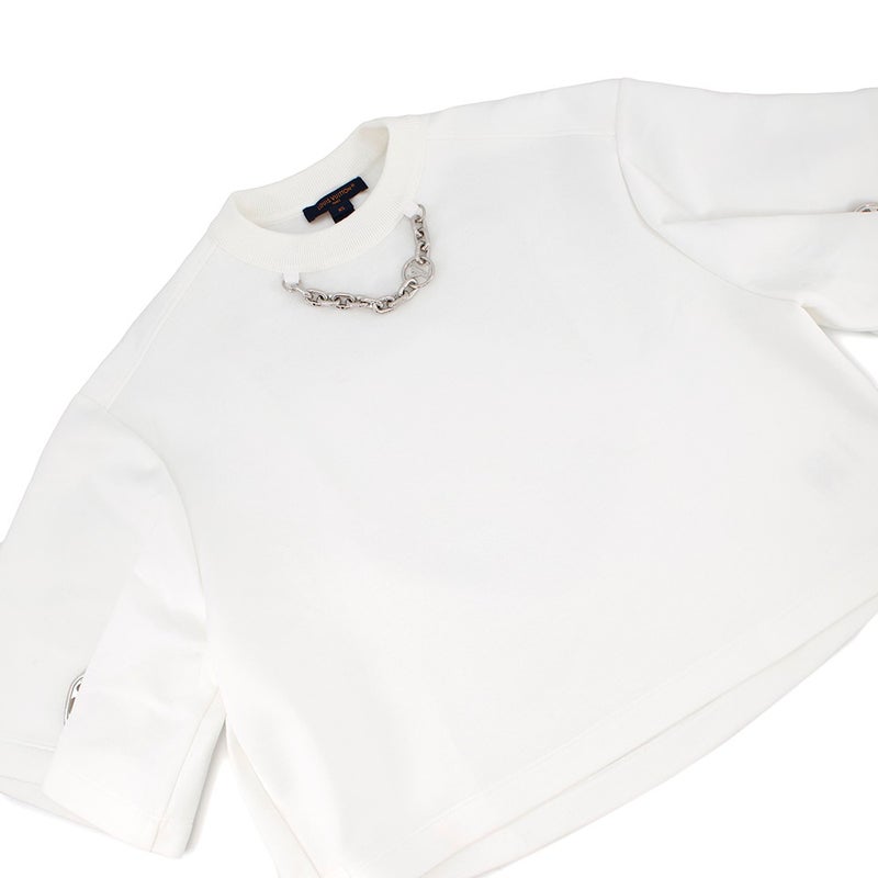 ルイヴィトン Tシャツ スナップスリーブクロップトップ  コットン レディースサイズXS 1AFTR3 LOUIS VUITTON トップス 白
