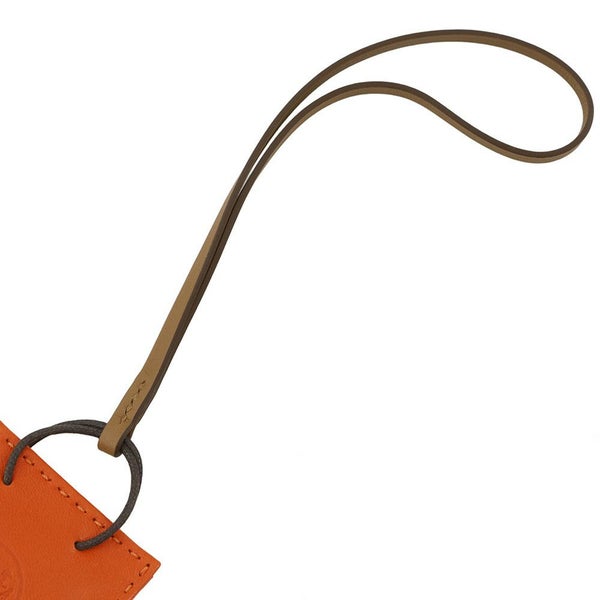 エルメス バッグチャーム ショッパー サックオランジュ フー/ゴールド ラムスキン D刻印